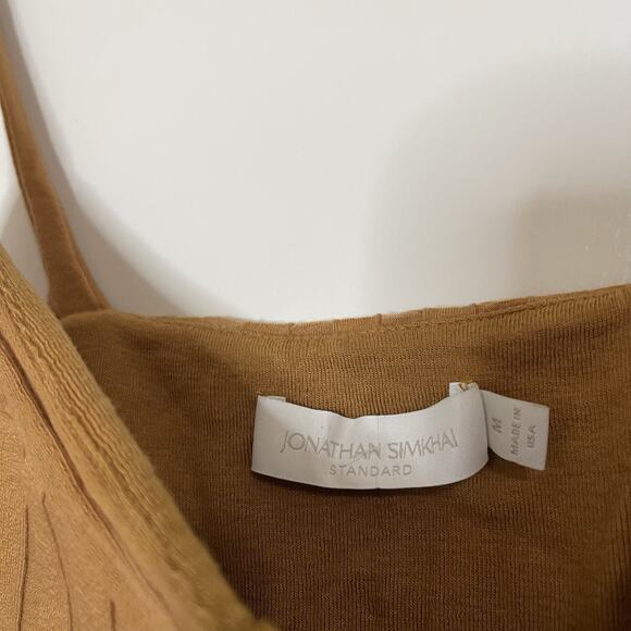 Jonathan Simkhai tan ribbed bustier eyelet cropped tank corset top medium - Picture 3 of 5